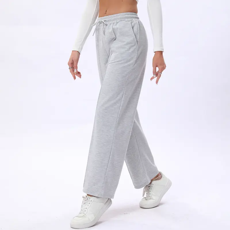 Women's Wide Leg Sweatpants Casual Loose Solid Color Pants Comfy Lounge Joggers Baggy Sweatpants Pockets Springfresh