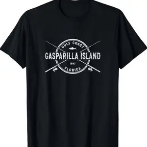 Gasparilla Island FL vintage crossed fishing rods T-shirt for men