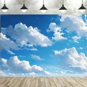 Sky Theme Party Banner, Sky Clouds Pattern Backdrop, Photo Background Cloth, Photo Backdrops, Indoor & Outdoor Background Decoration for Home Party, Ornaments