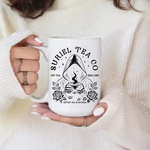 [Sale Up To 40% + Freeship] Suriel Tea Co Coffee Mug, ACOTAR Inspired, Tea Lover Gift, Ceramics, Gift for Readers, Literary Mug for Sarah J Maas fans, 11oz & 15oz, ceramic mug