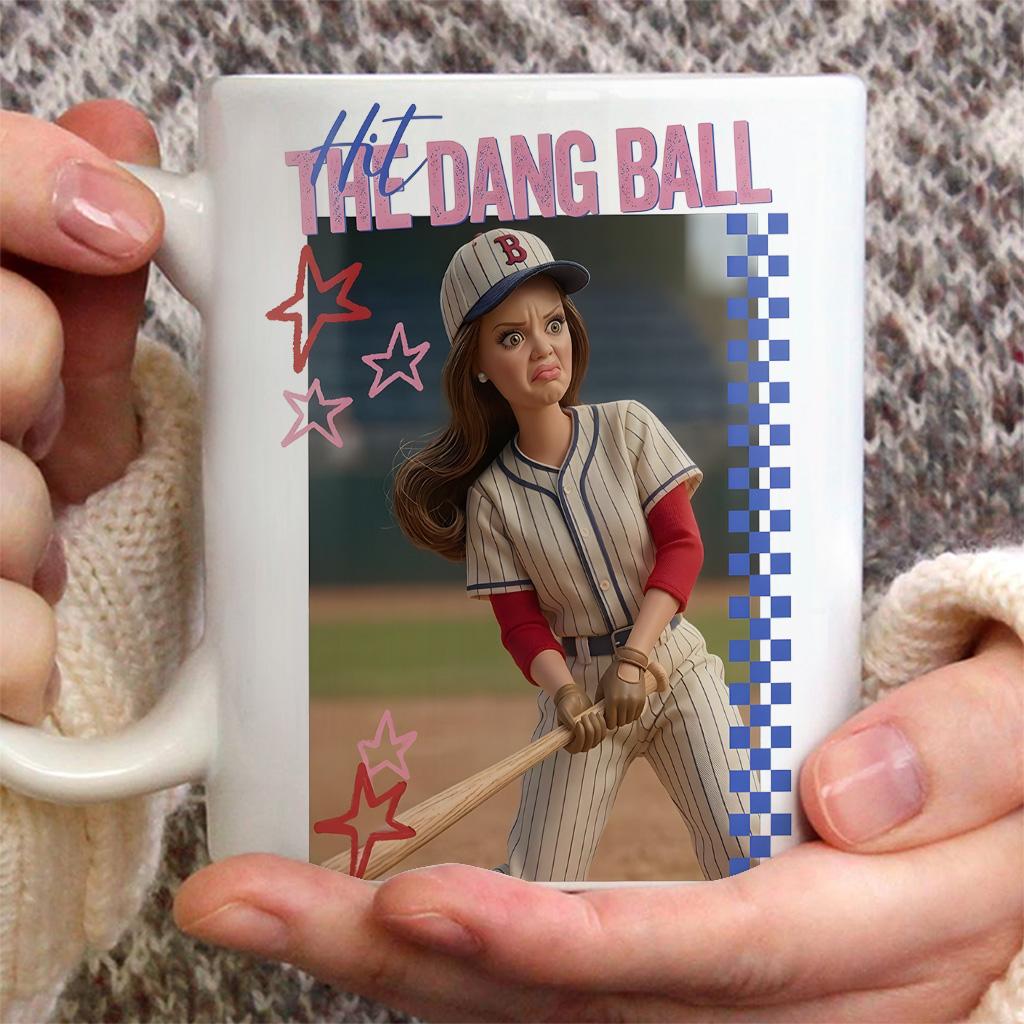 Hit The Dang Ball Baseball Mom Mug, Game Day Softball Cup, Distressed Doll Face Meme Coffee Mug - scs17270 Hit The Dang Ball Baseball Mom Mug, Game Day Softball Cup, Distressed Doll Face Meme Coffee Mug - scs17270