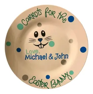 personalized easter bunny plate Decoration Durable Colorful Ceramic Round