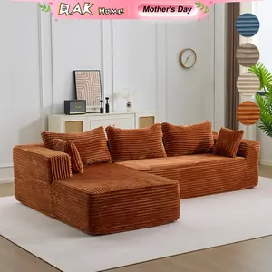 Limited-Time Clearance Sale!!! Shipped in Two Packages!!! L-Shaped 4-Seater Sofa, Soft Corduroy Fabric, No Assembly Required, Suitable for Living Room and Bedroom.