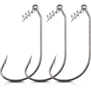 Twistlock Fishing Hooks with Centering Pin, 30 count Twist Lock Hooks Worm Hooks for Bass Fishing Unweighted Swimbait Hooks for Soft Plastics Saltwater Freshwater Fishing