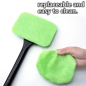 3Pcs Simple car glass brush, long-handled window brush, car defogging wipe, windshield defogging and water scraping tool