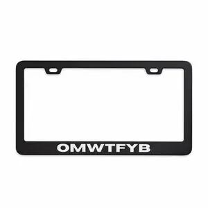 OMWTFYB License Plate Frame Black Stainless Steel Car Tag Holder Bold Text Design Durable Auto Accessory
