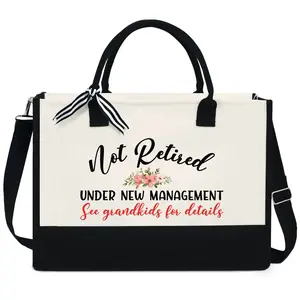 Not Retired, Under New Management Tote Bag - Christmas, Retirement Gifts For Women, Mom, Grandma, 13 Oz Canvas Tote Bag with Zipper
