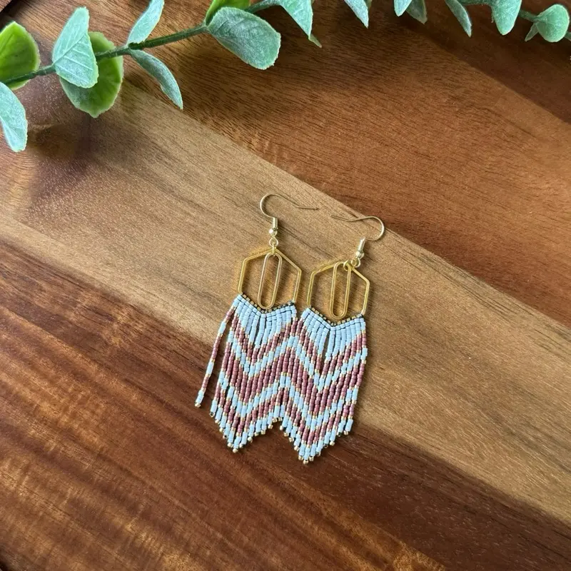 Beaded Earrings - Simple Design with Beads and Gold Finish as Shown in the Image