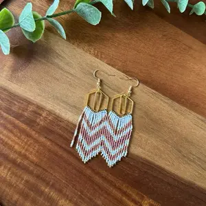 Beaded Earrings - Simple Design with Beads and Gold Finish as Shown in the Image