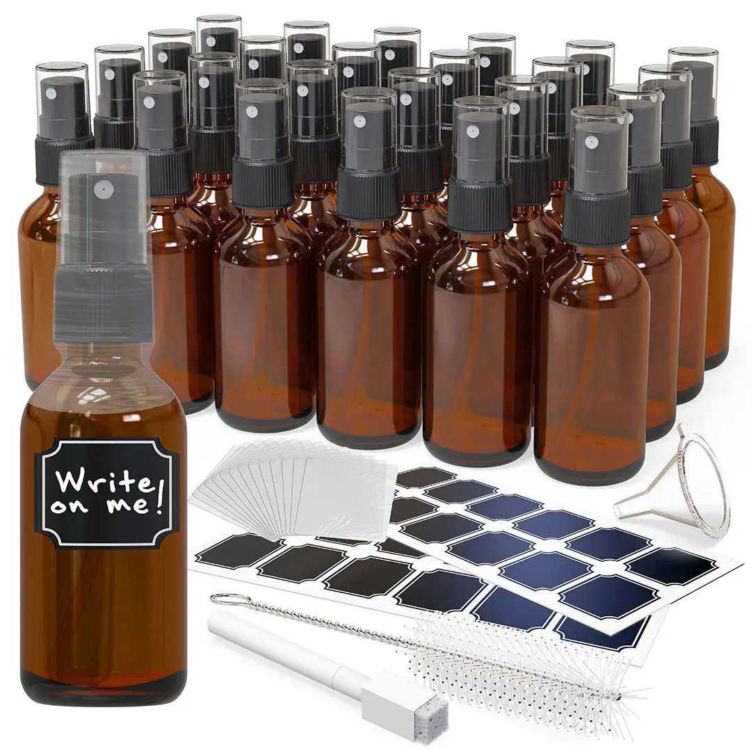 Nevlers 2 oz. Leakproof Amber Glass Spray Bottles (Pack of 24)