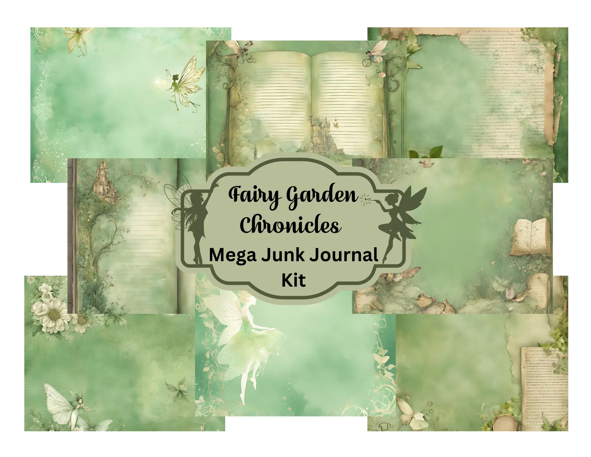 Fairy Garden Chronicles – Mega Junk Journal Kit, Fairy Backgrounds, Ephemera & Journaling Pages