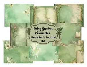 Fairy Garden Chronicles – Mega Junk Journal Kit, Fairy Backgrounds, Ephemera & Journaling Pages