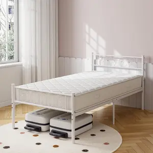 Stylish Metal Twin Platform Bed with Artistic Iron Heart Designed Headboard and Footboard, Durable Bed Frame Ideal for Both Boys and Girls Bedroom, Robust Structure with Quick Easy Assembly No Box Spring Required