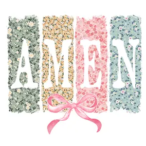 Amen Floral Strips Direct To Film Print, DTF Print, Ready To Press For T-Shirts