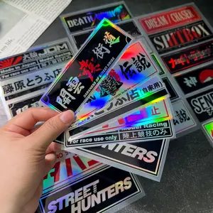 6PCS  Japanese-style JDM Style Laser Text Motorcycle Stickers Are Waterproof and Sun-protected  Durable  Suitable for Motorcycle Side Panels  Cars  Trucks  Laptops  Personalized  Cool and Creative Decorative Decals Hologram Stickers