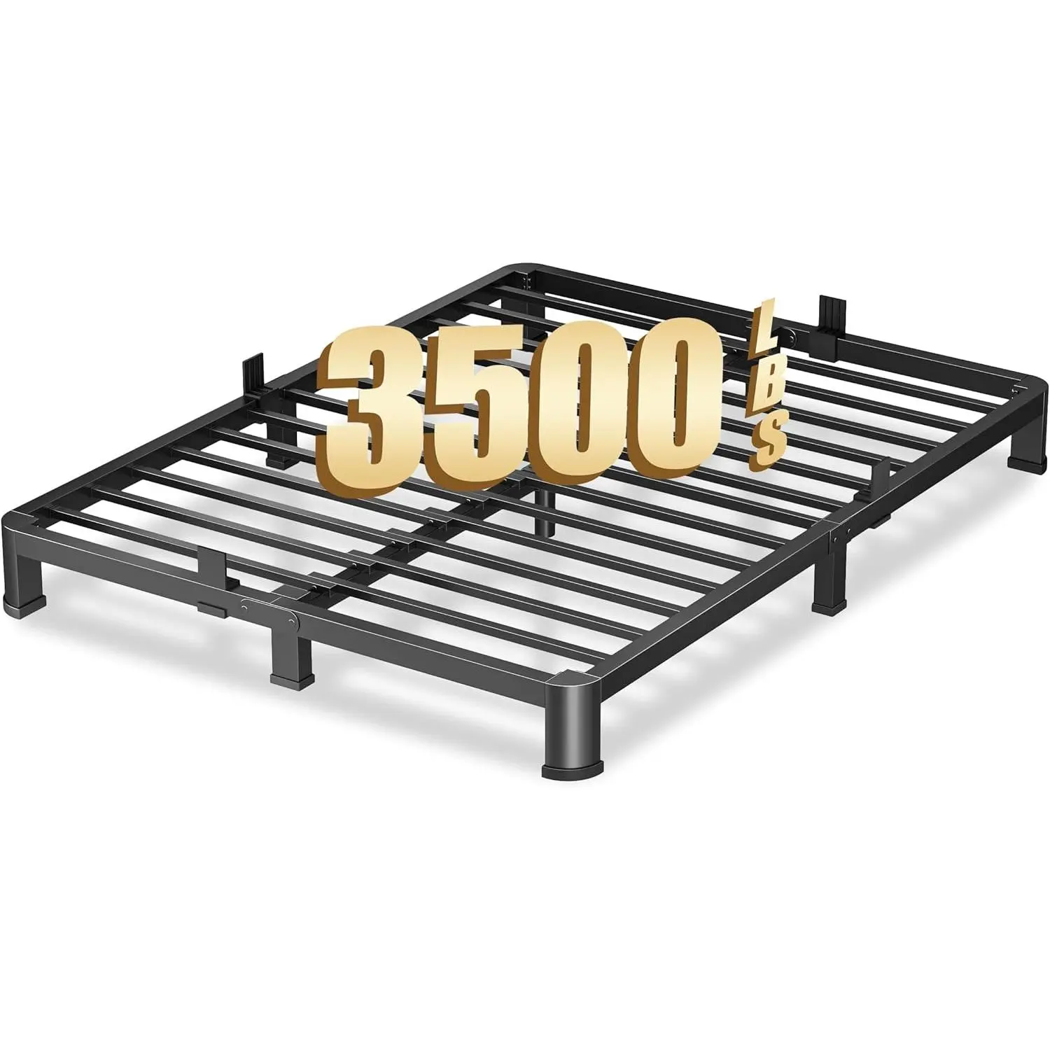 4 Inch Full Heavy Duty 3500 lbs Bed Frame with Round-Corner  & Anti-Squeak Design  Quick Assembly Metal Platform, No Box Spring Needed