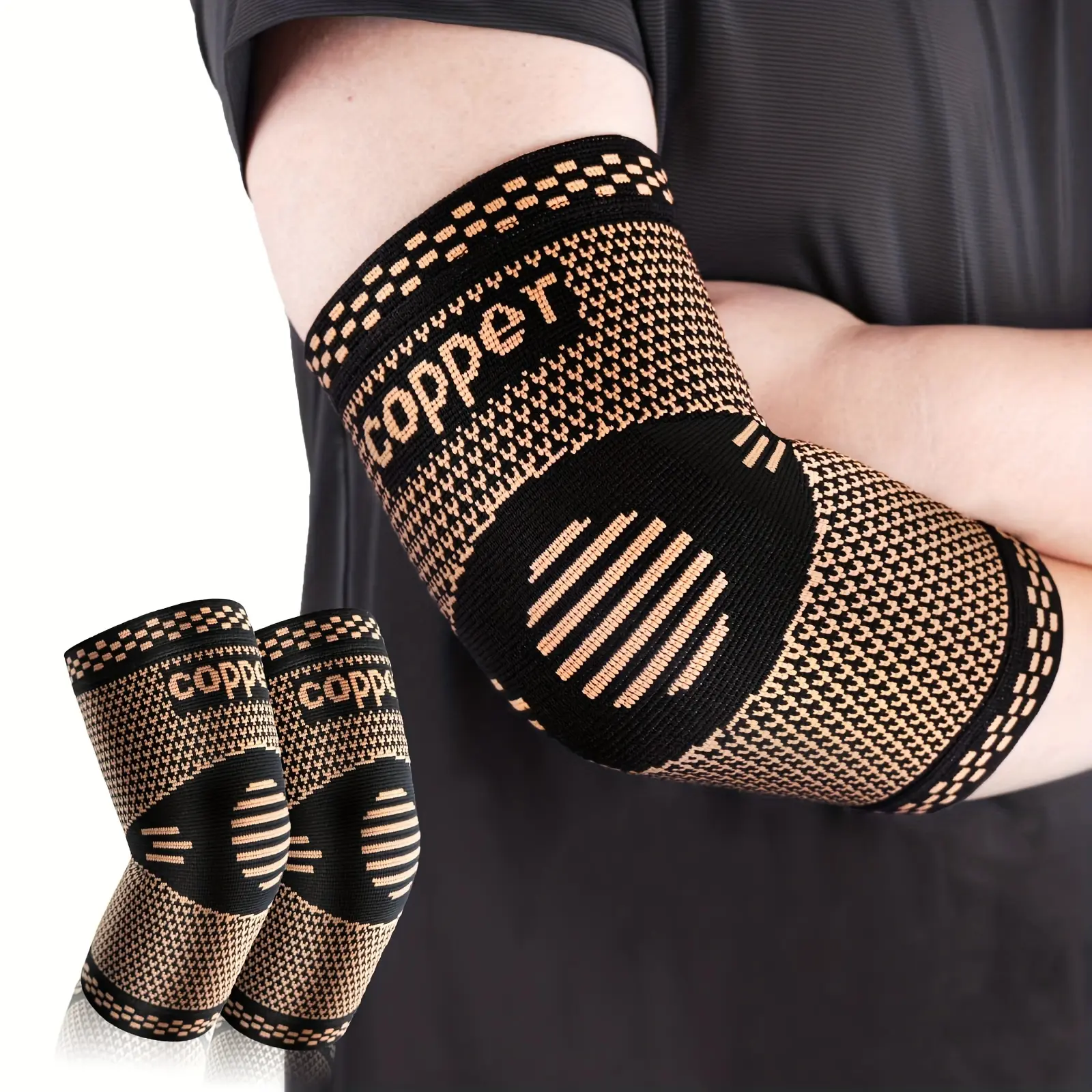 Protect your elbow joints. The knitted compression sports elbow pad is suitable for fitness, basketball activities, anti-slip and breathable. It is a durable elbow pad cover and a protective equipment for elbows during tennis push-ups