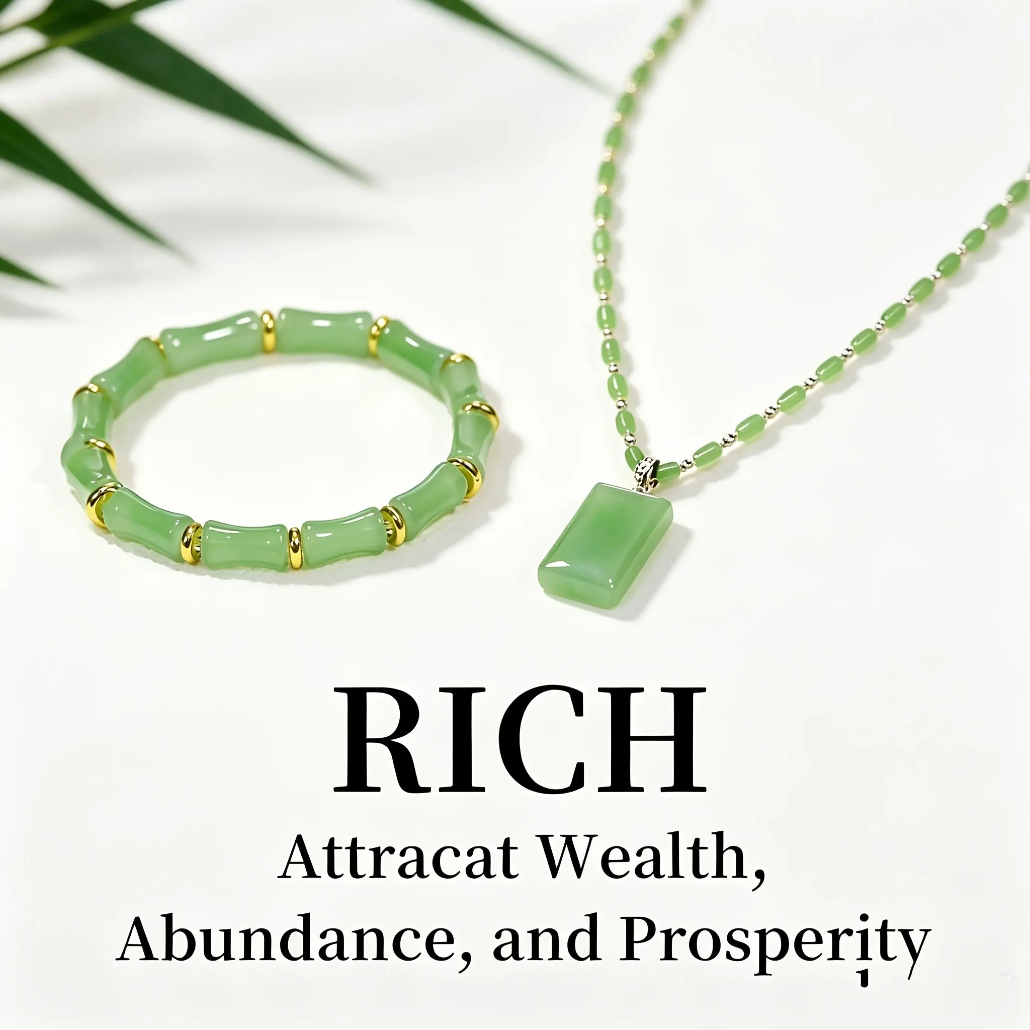 2pcs Green Bracelet And Necklace Set, Suitable for Men And Women for Daily Wear, to Attract Wealth And Prosperity, Best Blessing Gif