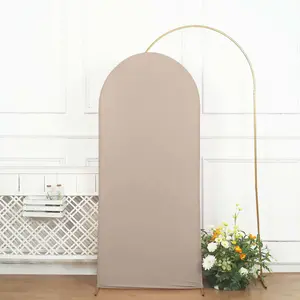 Matte Nude Spandex Fitted Wedding Arch Cover For Round Top Chiara Backdrop Stand 6ft