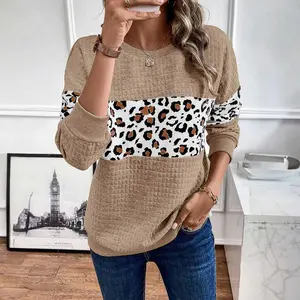 Parchment Leopard Quilted Patchwork Crew Neck Sweatshirt