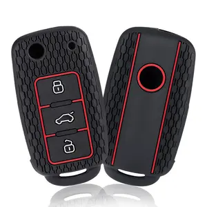 New Car Key Case for VW Golf Jetta for Skoda Yeti Superb Rapid Octavia for SEAT Leon Ibiza 3 Button Silicone Key Cover