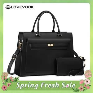 LOVEVOOK 17inch Laptop Handbag for Women,Waterproof PU Leather Crossbody Bag with Adjustable Shoulder Strap,Multi-Compartment Work Tote Bag,Suitable for Various Occasions,TikTokShopSpringStatements