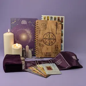 SPANISH Tarot Learning Set for Beginners in PURPLE with Journal, Cards, Velvet Tarot Holder Wrap, Tarot Journal, and Stickers