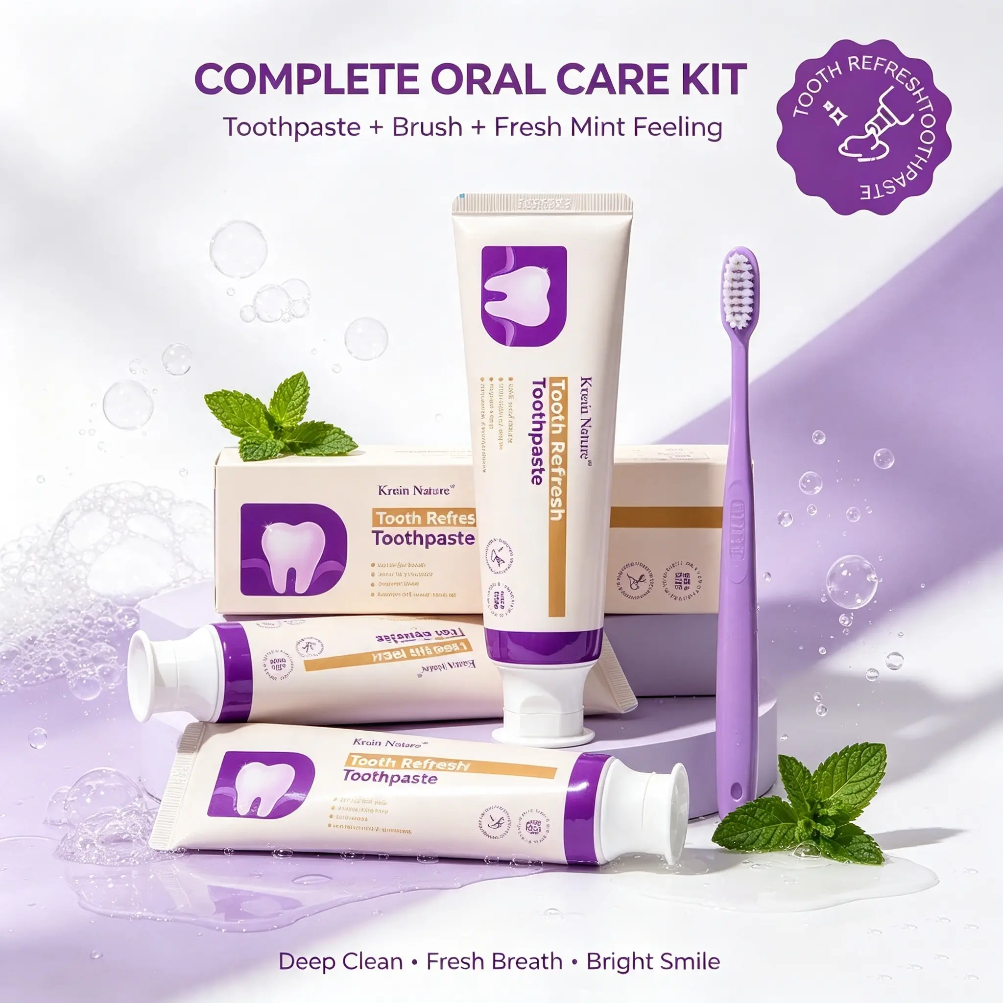 Tubes Kreain Nature Toothpaste, Natural Ingredient Oral Care, Gentle on Enamel, Fresh Breath, Help Prevent Tooth Loss for Whole Family #SohoChic