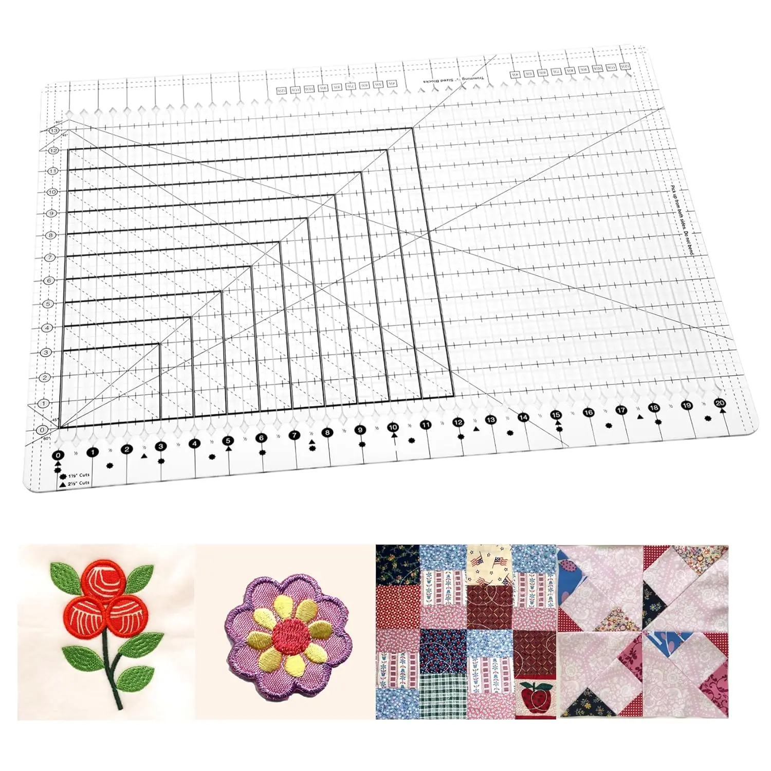 Stripology Ruler for Quilting, XL-Slotted Ruler for Quilting -17-3/4 "x 22",  Non-Slip Design, Made with High-Clarity, Durable , 5 in 1 Quilt  Template