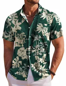 COOFANDY Men's Hawaiian Shirt Short Sleeve Floral Button Down Shirts Tropical Holiday Beach Shirts