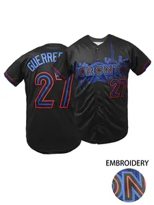 Men's Toronto #27 Embroidered Baseball Jersey Loose Fit V-Neck Short Sleeve Sports Top for Casual Wear, Outdoor Activities