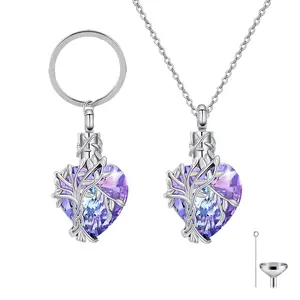 1pc heart shaped purple crystal urn keychain, urn memorial pendant souvenir for your beloved pet memorial accessories for pets, cat urn keychain, dog urn keychain