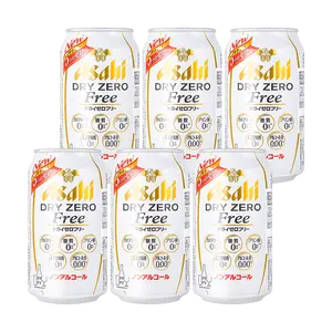 ASAHI DRY ZERO Non-Alcoholic Beer Flavor Drink 350ml Cans - 6 Pack | Zero Sugar, Zero Alcohol, Refreshing Taste