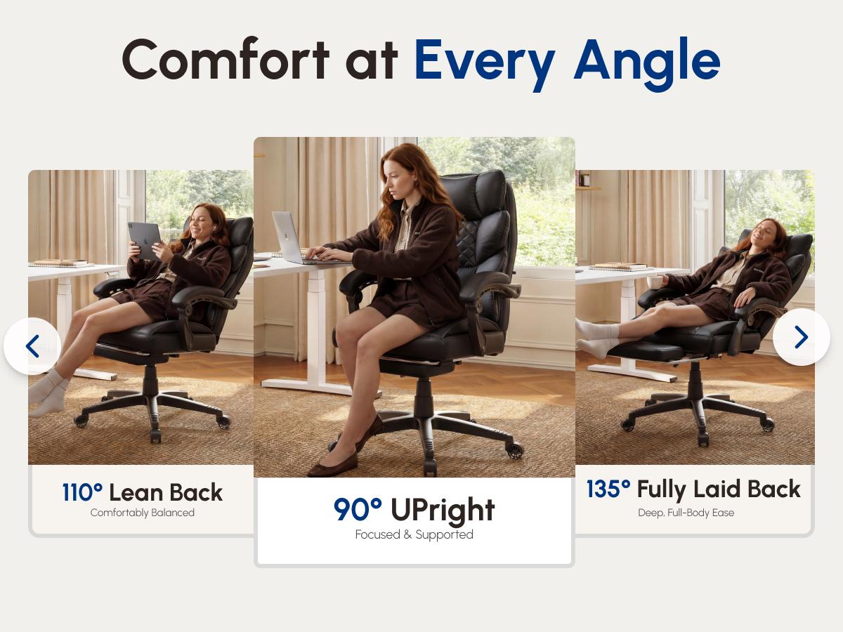 Dowinx Big and Tall Office Chair with Pocket Spring Cushion,High Back Computer Gaming Chairs with Linkage Armrests,Executive Desk Chairs with Footrest,Fabric-Black