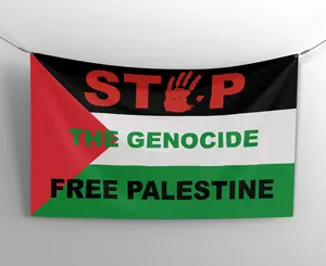 Stop The Genocide Free Palestine Banner | Printed Palestine Flag Banner | Free Palestine Banner | Premium Scrim Vinyl Banner | Waterproof