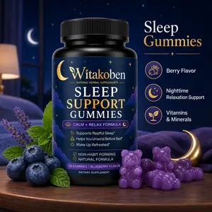 WITAKOBEN Sleep Gummies for Adults, Nighttime Relaxation Support Gummies, Berry Flavor Wellness Supplement with Vitamins & Minerals