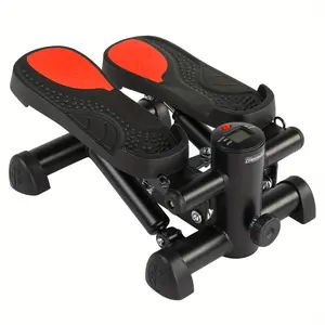 Compact Exercise Equipment with Drawstring Leaf Pattern Stepper Black And Red - Hydraulic Drive Stepper for Full- Body Workout Machine Non- Slip Pedal Exerciser with LCD Fitness