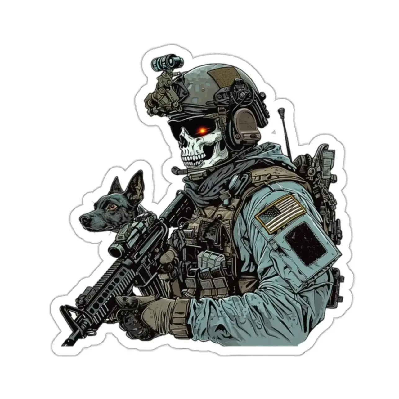 Tactical Skeleton sticker, Hard Hat Sticker, Laptop Water Bottle Decal Sticker
