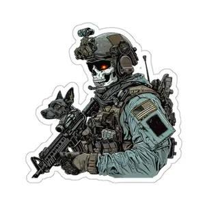 Tactical Skeleton sticker, Hard Hat Sticker, Laptop Water Bottle Decal Sticker