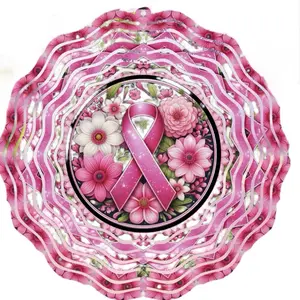 Breast Cancer Awareness Ribbon Wind Spinner - Symbolic Pink Ribbon Design for Personal & Public Display - Promotes Breast Cancer Awareness