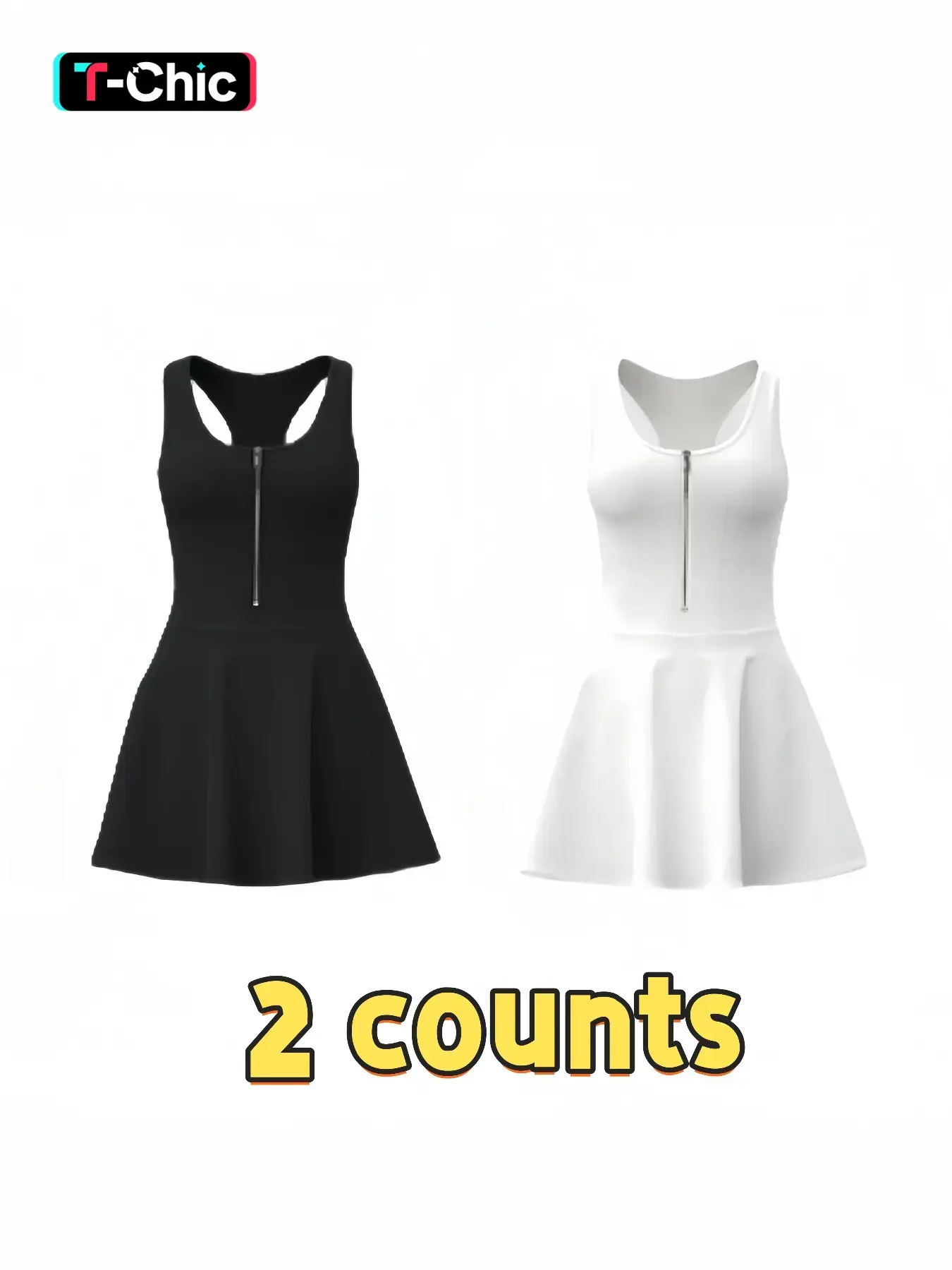 Women's Solid Zipper Side Sports Tank Dress, Sporty Sleeveless Round Neck Short Dress for Outdoor Activities, Ladies Sportswear for All Seasons, Sleeveless Athletic Dress