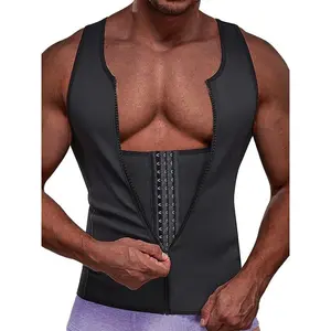 Men's Basic Solid Zip Front Waist Trainer, Adjustable Body Shaper Vest, Men's Compression Shirts, Workout Tops, Workout Gym Exercise Sweat Shirt, Gym Clothes, Body Shapewear, Men's Sport & Outdoor Clothing, Gym Clothing Men, Compression Garment