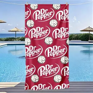 Dr Pepper Volleyball Beach Towel, Quick-Dry Polyester, Sun Protection, Large Bath Sheet, Lightweight, Surfing, Swimming, Yoga Essential, Reusable Polyester Towel