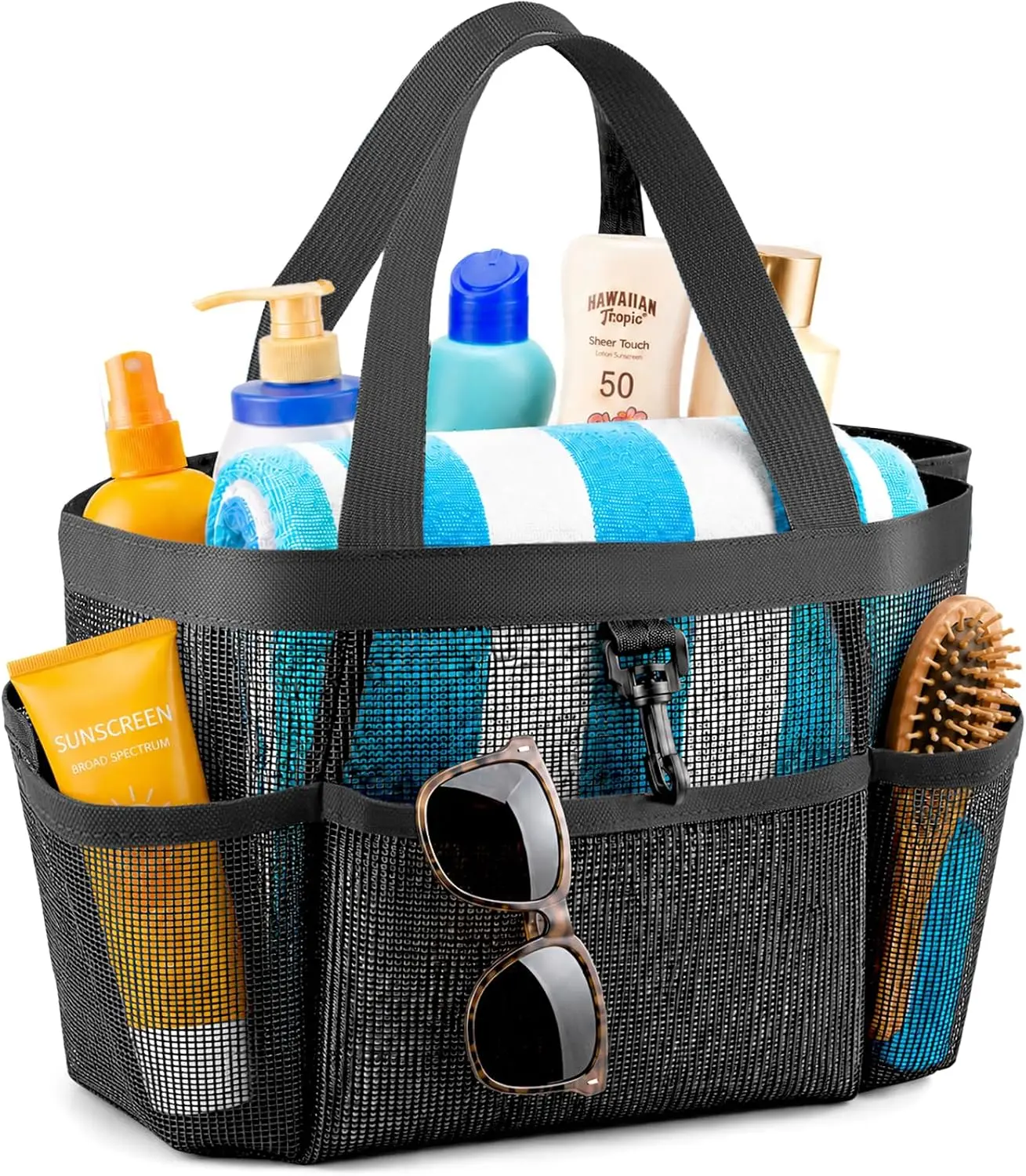 8-Pocket High-Capacity Mesh Shower Caddy - 1 Count Quick-Dry Hanging Bathroom Organizer, Portable Home Supplies Toiletry Tote for Dorm Room, Gym