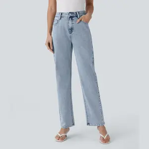 Halara Flex™ High Waisted Zipper Pockets Straight Leg Casual Jeans