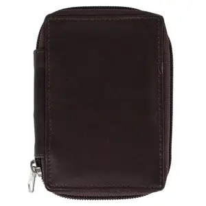 CTM Leather Zip Around Key Case with Card Slot