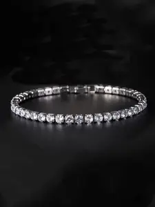 Elegant Women's Fashion Tennis Bracelet, Exquisite Bracelet, Jewelry Bracelet, Copper Zirconia Inlay Single Row Design, Perfect for Daily Wear & Parties