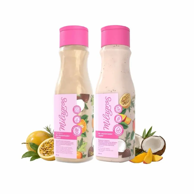 Milagros 2-Pack Haircare Kit Biorepolarizador Shampoo Cleanser, Nourishing Hair Mask, Coconut, Cinchona, Aloe, Keratin (450ml) Hair Restore