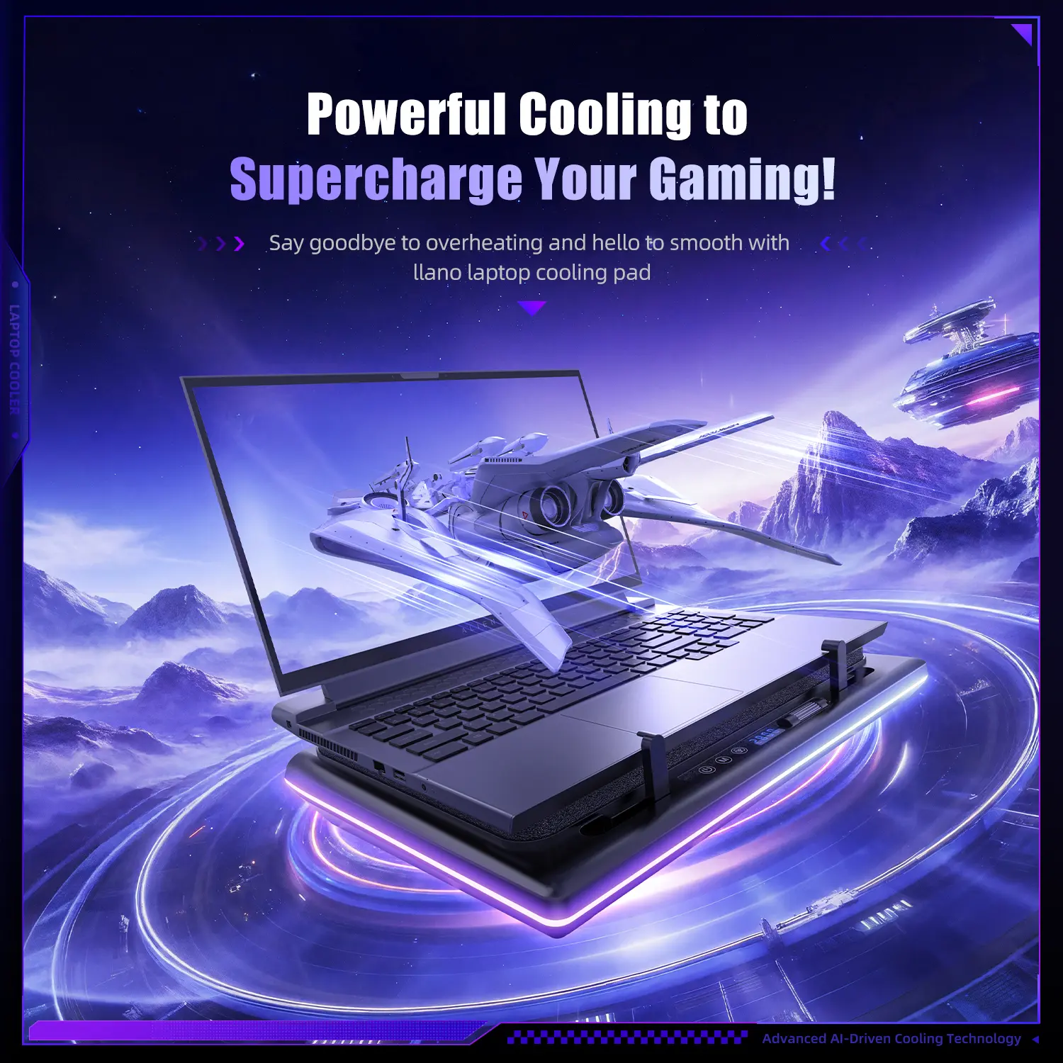 2025 llano V12 Ultra Laptop Cooling Pad with Smart Software