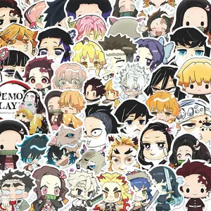 57Pcs Demon Slayer Chibi Stickers Pack, Waterproof Cute Anime Character & Chibi Art Vinyl Decals for Laptop, Water Bottle, Journal & Scrapbook, Anime Fan Gift